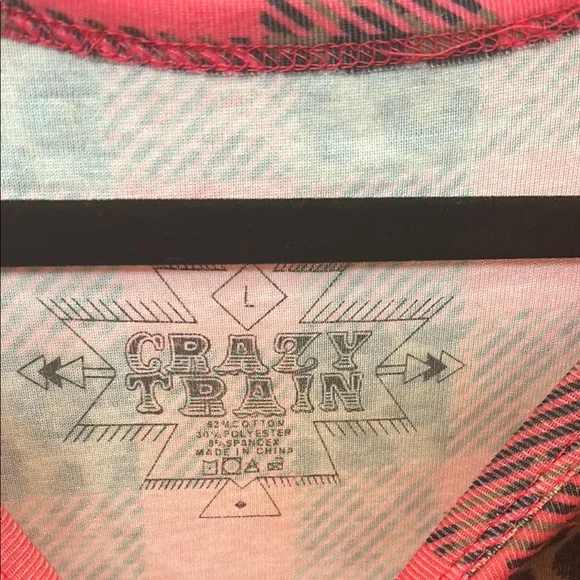 Crazy Train Pink and Black Raglan Graphic Tee - Picture 2 of 4